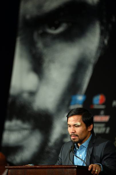 Pacquaio in conferenza stampa dopo il match. Reuters